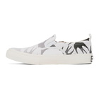 McQ Alexander McQueen White and Black Plimsoll Slip-On Sneakers