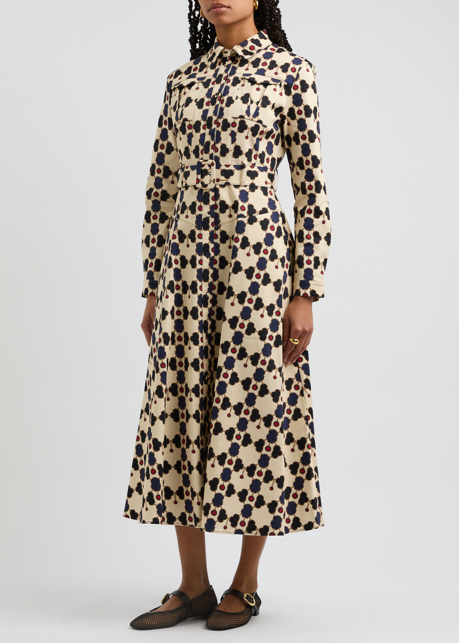 Borgo DE Nor Briele Printed Stretch-cotton Midi Dress Multicoloured