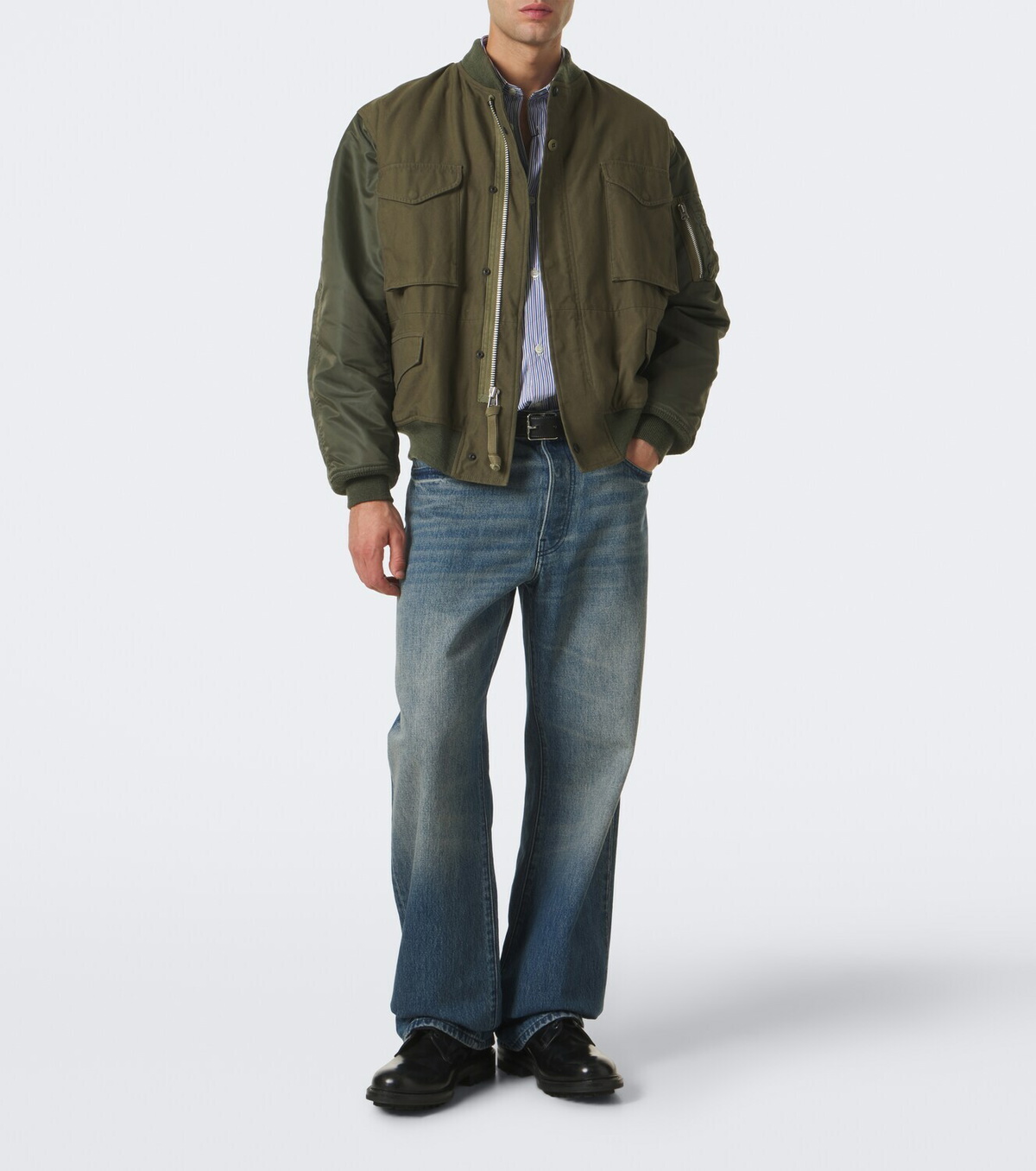 Junya Watanabe Paneled cotton and technical bomber jacket