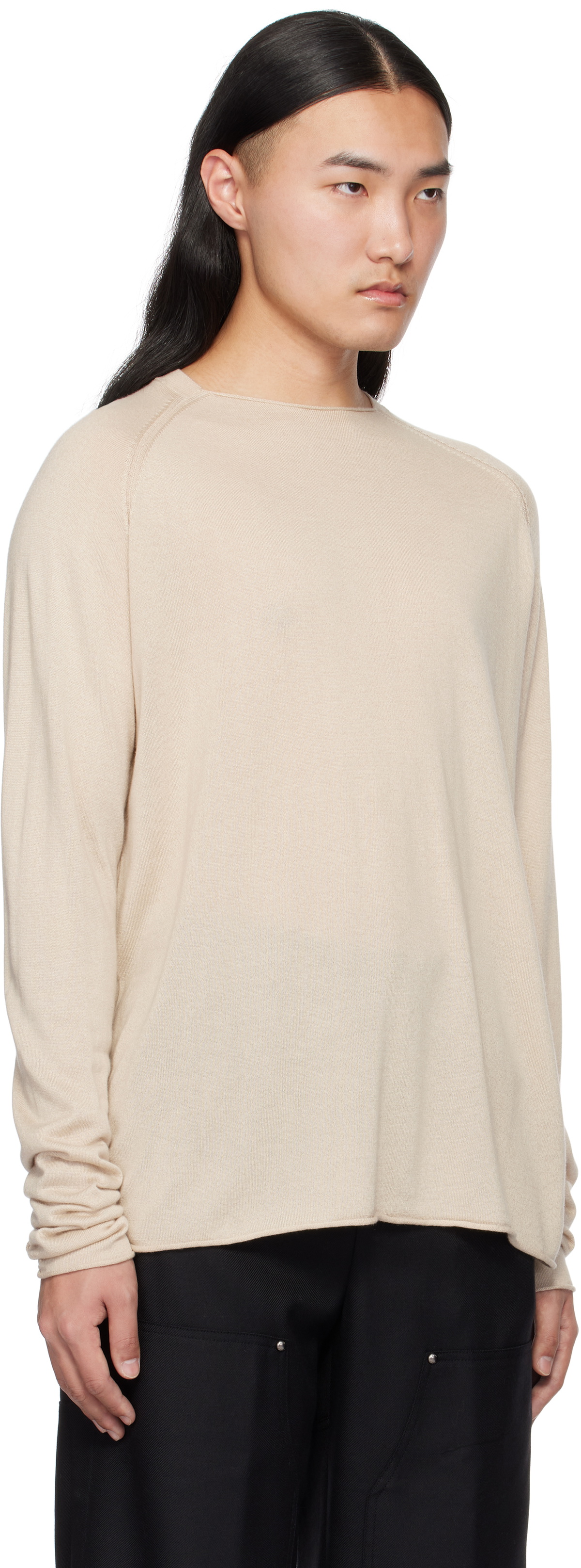 DEVOA Beige Knit Long Sleeve Sweater