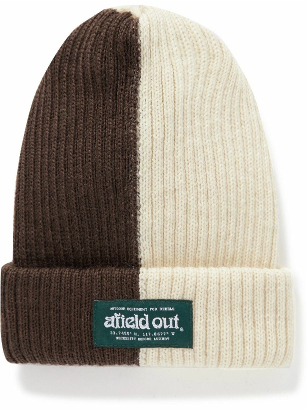 Photo: Afield Out® - Logo-Appliquéd Two-Tone Ribbed Wool Beanie