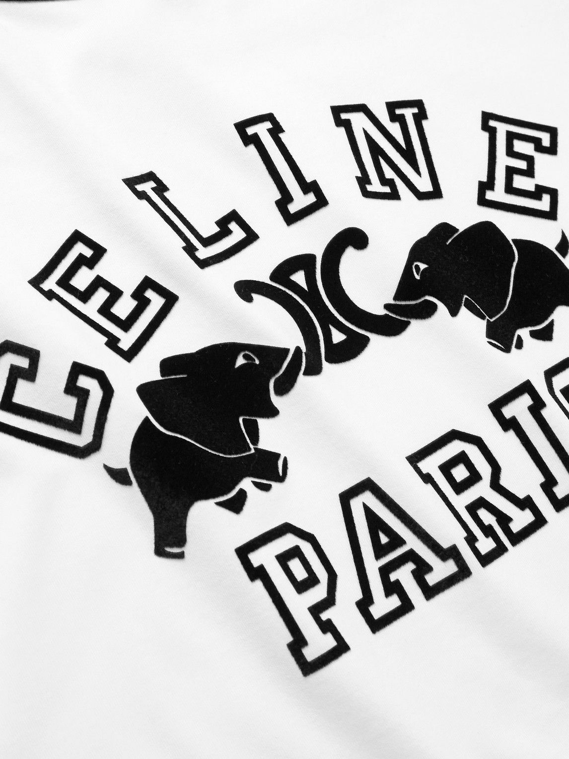 CELINE - Slim-Fit Logo-Flocked Cotton-Jersey T-Shirt - Neutrals