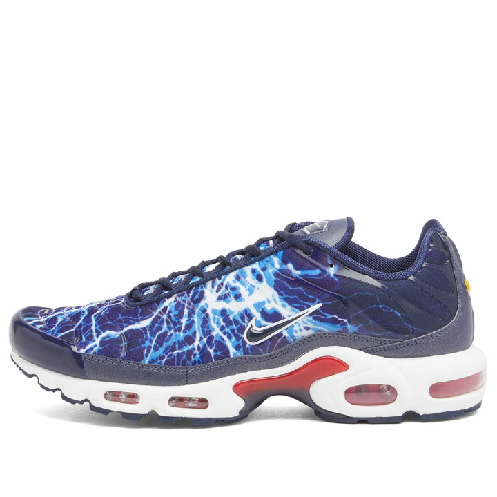 Photo: Nike Men's Air Max Plus Eclair Lightning Sneaker in Navy/Red/Silver