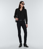 Saint Laurent - Embroidered silk crêpe de chine shirt