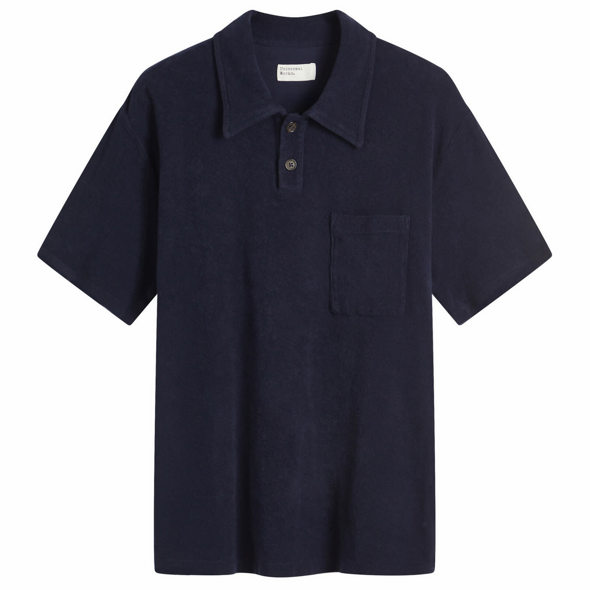 Universal Works Men's Newlyn Light Weight Terry Polo in Bright Navy