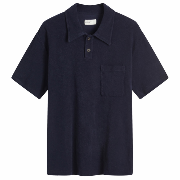 Photo: Universal Works Men's Newlyn Light Weight Terry Polo in Bright Navy