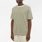 Folk Men's Classic Stripe T-Shirt in Olive/Ecru