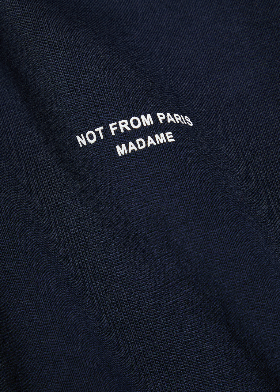 DRÔLE DE Monsieur Le T-shirt Slogan Printed Cotton T-shirt Navy