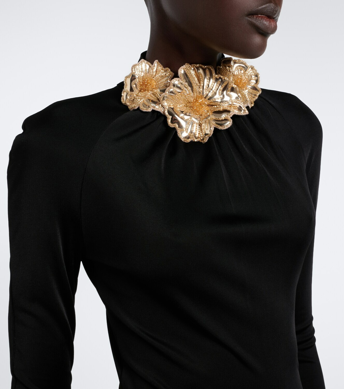 David Koma Draped floral-appliqué gown