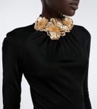 David Koma Draped floral-appliqué gown