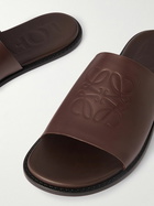 LOEWE - Paula's Ibiza Logo-Debossed Leather Slides - Burgundy