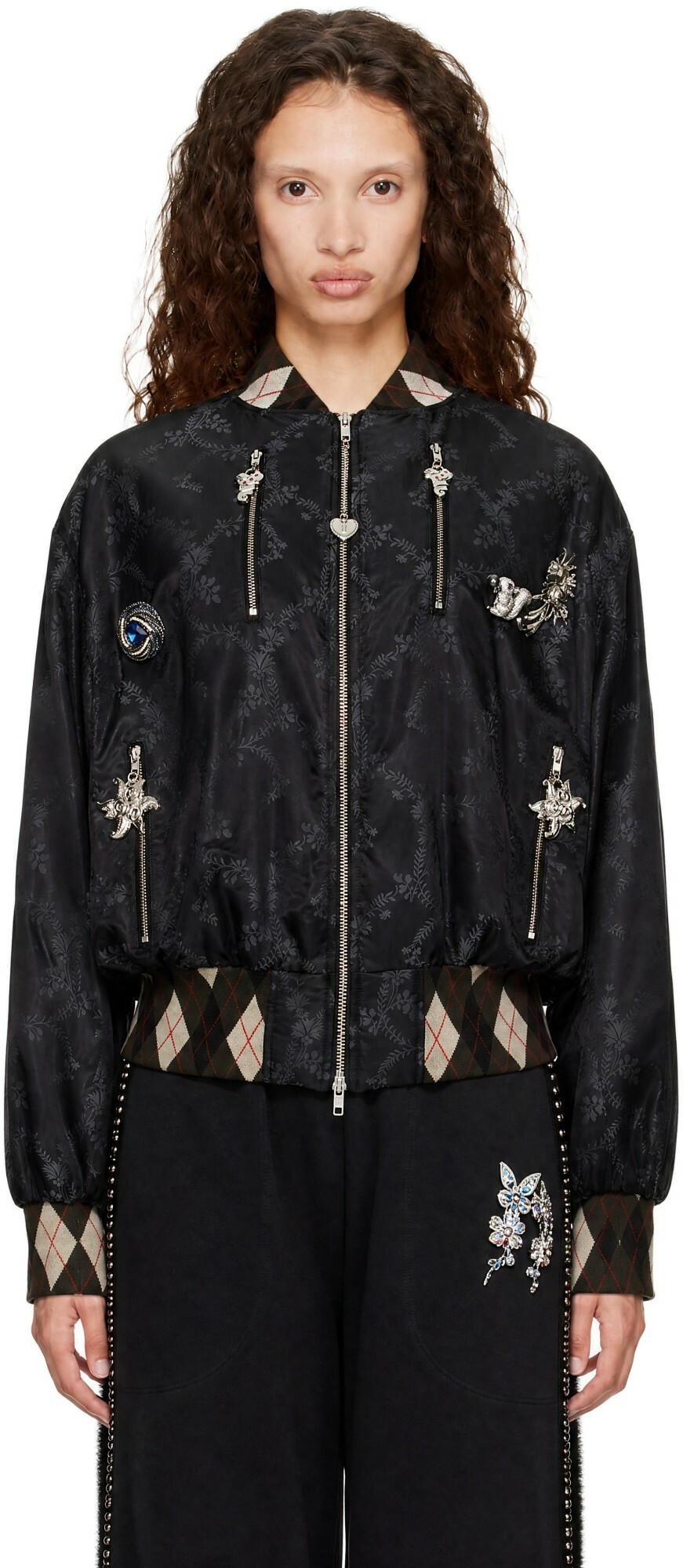 Chopova Lowena Black Crescent Bomber Jacket