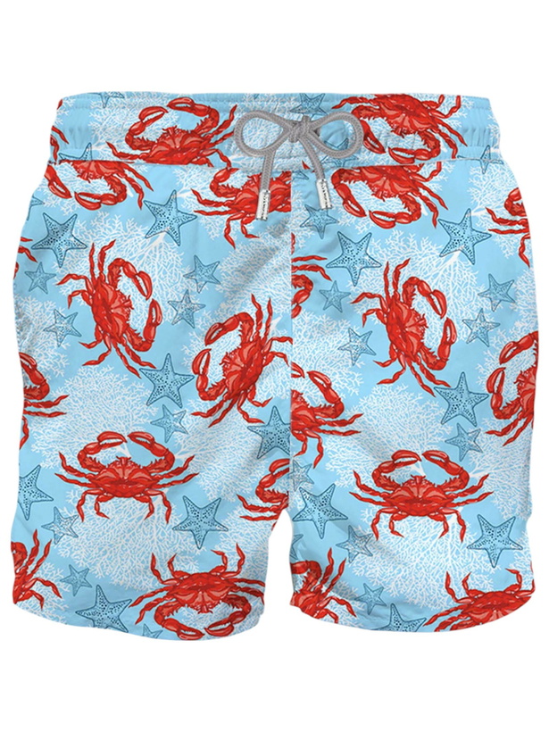 Photo: MC2 Saint Barth Light Blue Mid-length Swim Shorts With Crab Print