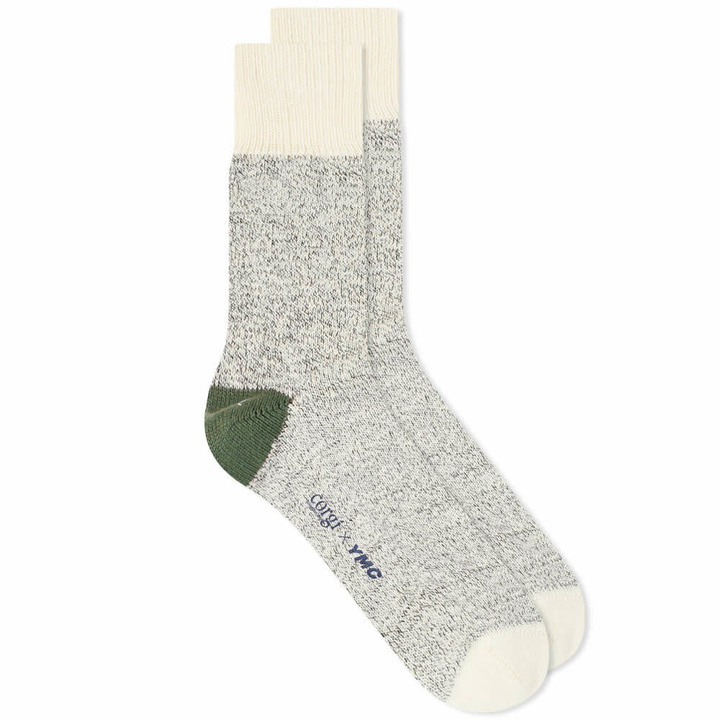 Photo: YMC Men's Monkey Socks in Green/Ecru