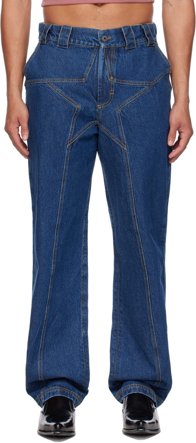 【関税込み】BARRAGAAAN SSENSE限定 ブルー Lil Star ジーンズ BARRAGÁN SSENSE Exclusive Blue Lil Star Jeans BARRAGAN