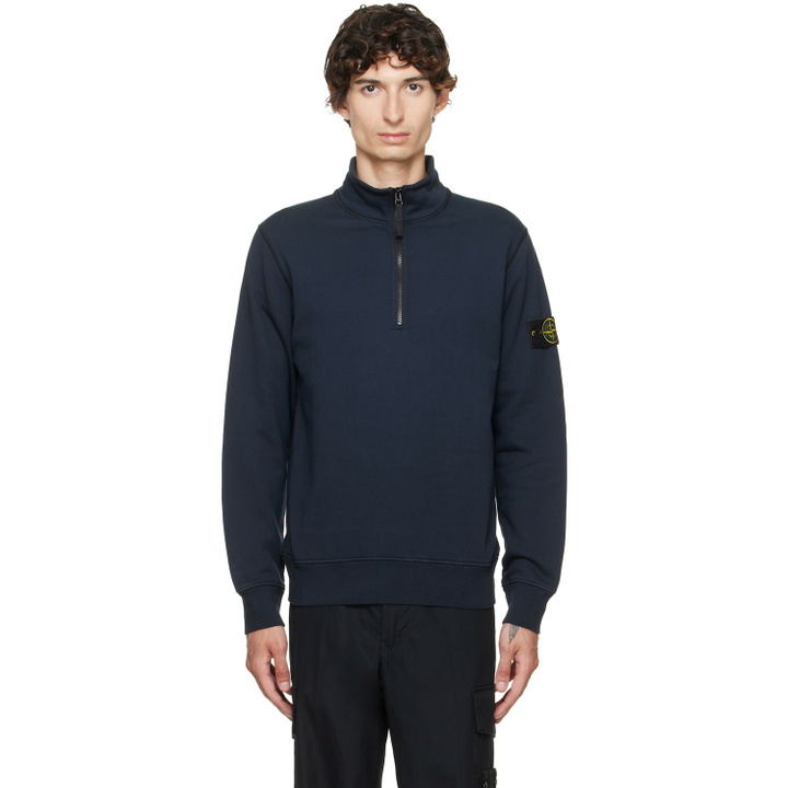Photo: Stone Island Navy 6100070 Organic Cotton Fleece Sweatshirt