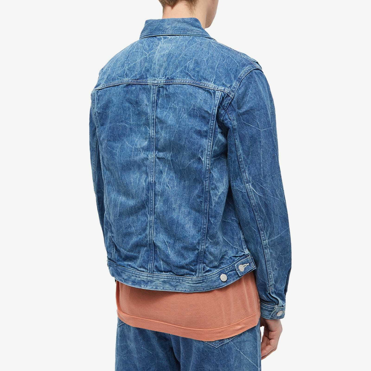 Auralee Men's Faded Selvedge Denim Jacket in Lightning Effect Indigo ...