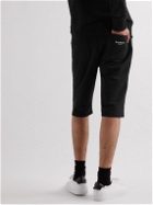 Balmain - Slim-Fit Logo-Flocked Cotton-Jersey Drawstring Shorts - Black