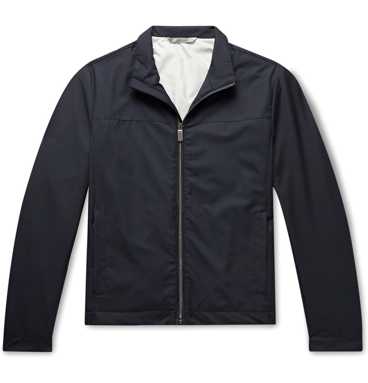 Photo: Canali - Suede-Trimmed Twill Blouson Jacket - Blue