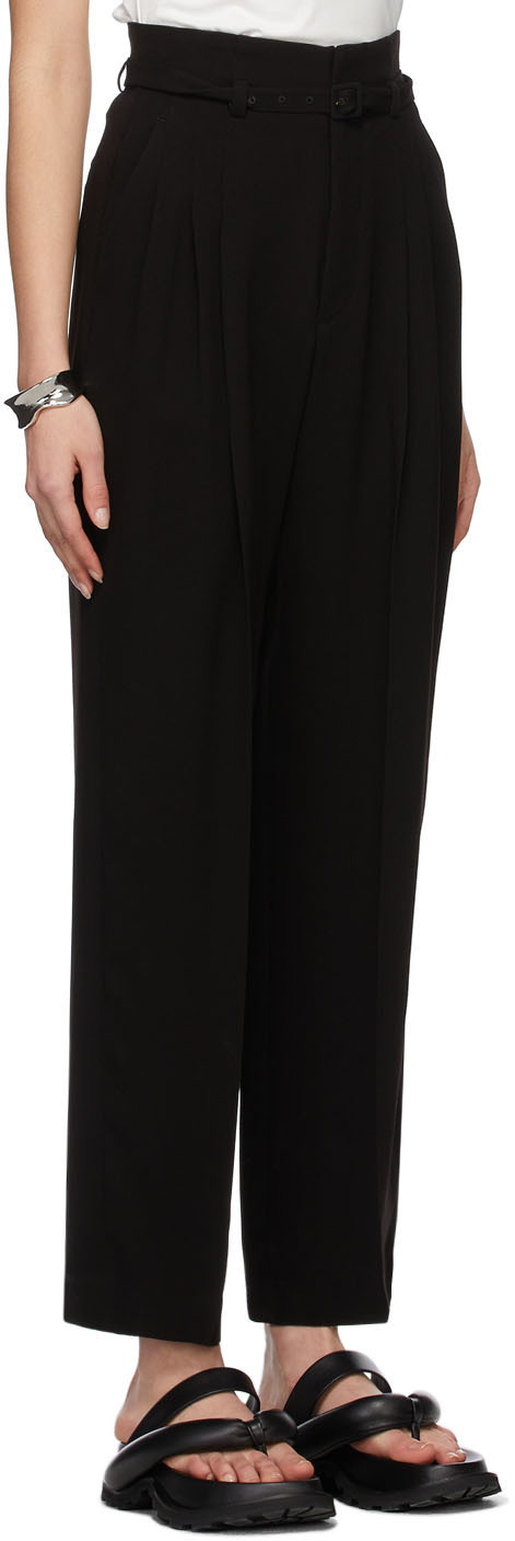Black High Waist Belted Tapered Trousers