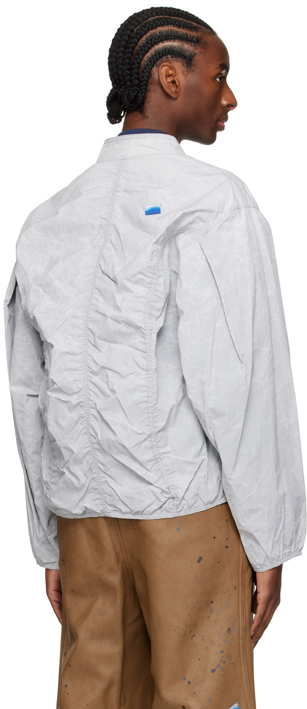 ADER error Gray Ruched Bomber Jacket