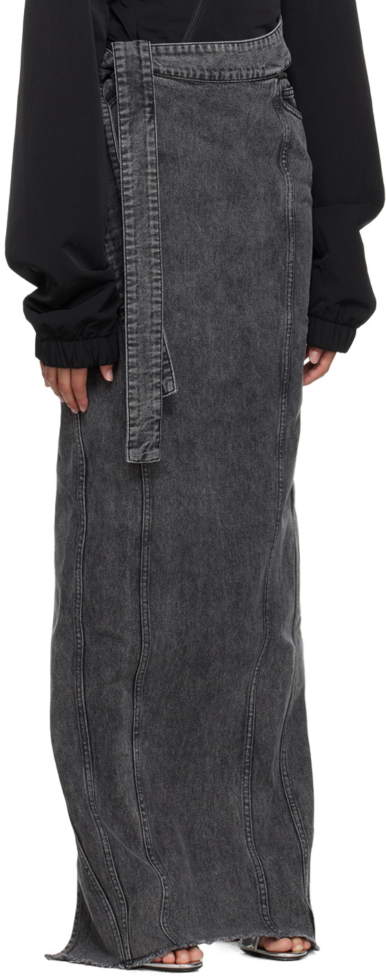 Jade Cropper Gray Cutout Denim Maxi Skirt