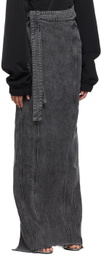 Jade Cropper Gray Cutout Denim Maxi Skirt