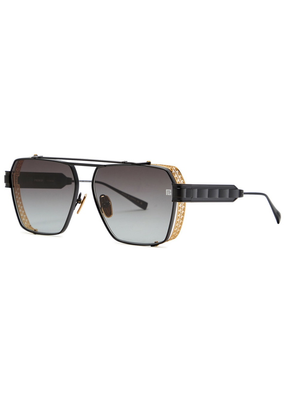 Photo: Balmain Eyewear Premier Aviator-style Sunglasses - Black - One Size