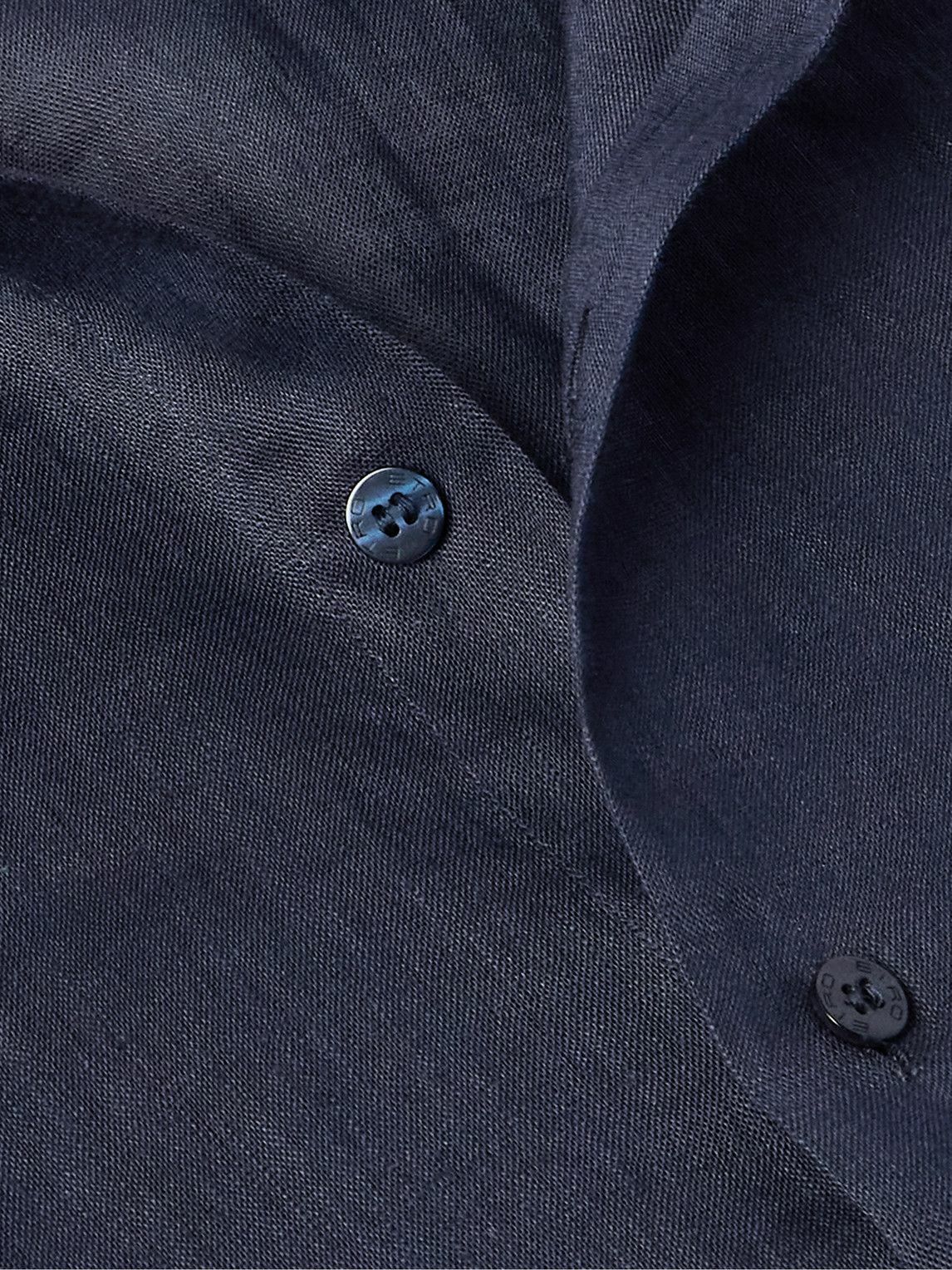 Etro Blue Linen Dress Shirt