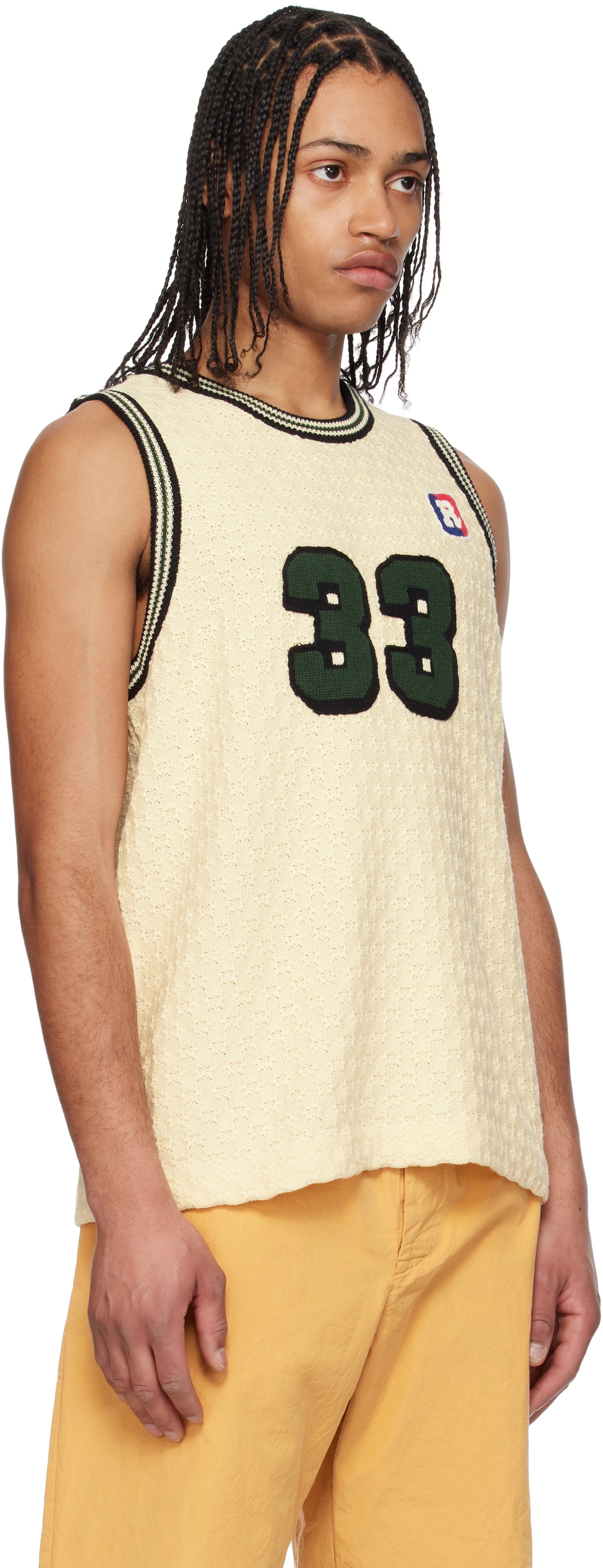 RICE NINE TEN Off-White Knitting Basketball Tank Top