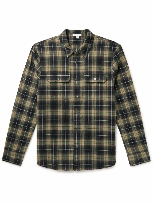 Photo: James Perse - Lagoon Checked Cotton-Flannel Shirt - Green