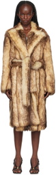 Bottega Veneta Beige Printed Faux-Fur Coat