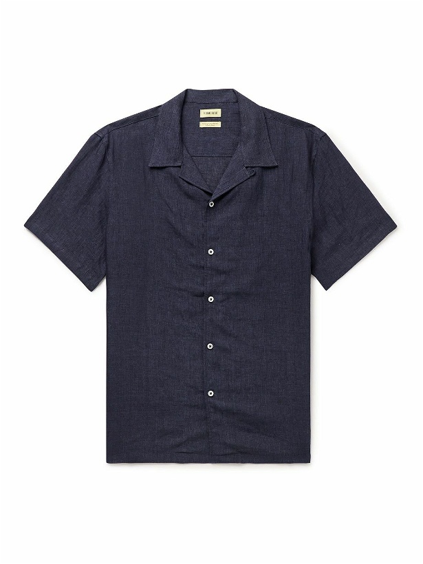 Photo: De Bonne Facture - Convertible-Collar Linen Shirt - Blue