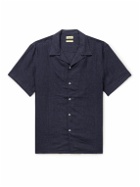 De Bonne Facture - Convertible-Collar Linen Shirt - Blue
