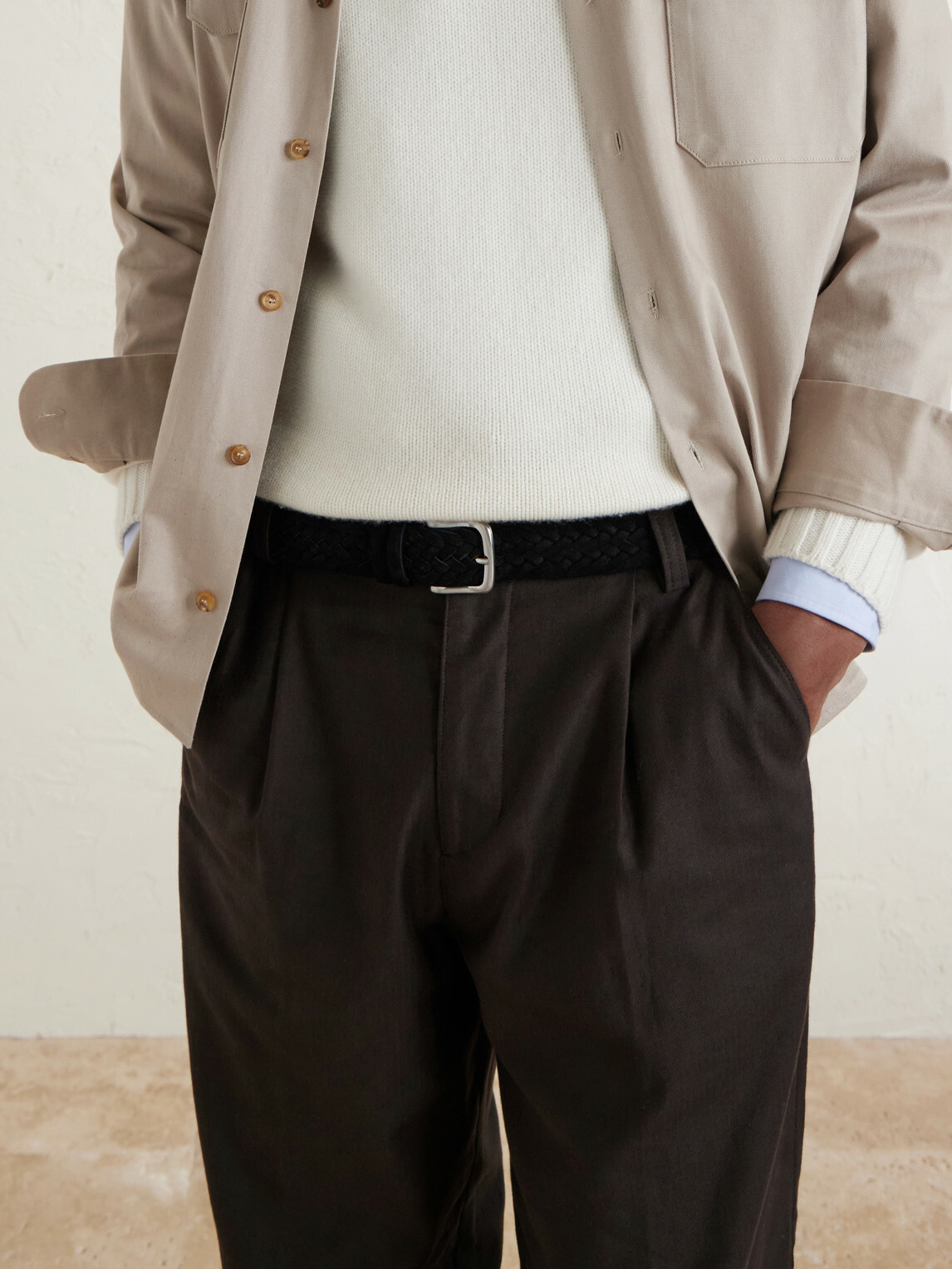 Mr P. - 3.5cm Woven Suede Belt - Black