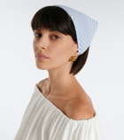 Posse Lila checked cotton head scarf