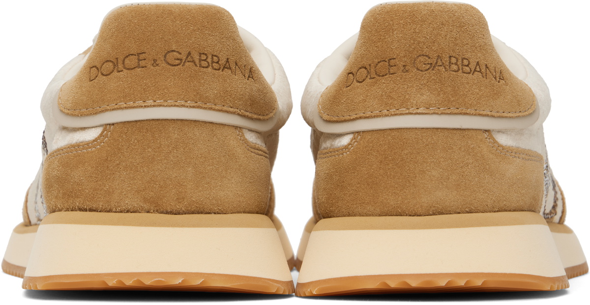 Dolce&Gabbana Tan & Beige Mixed-Material 'DG' Cushion Sneakers