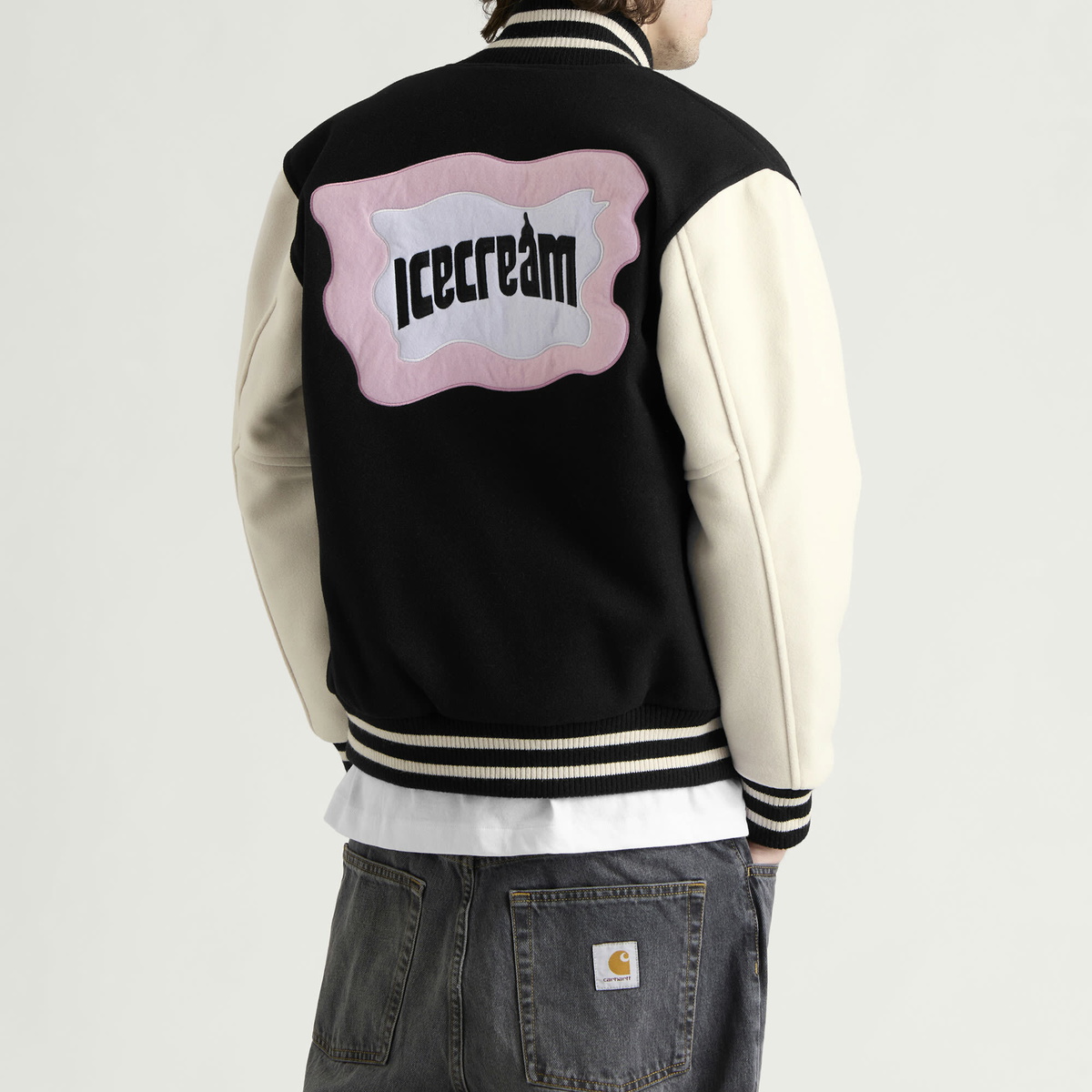 ICECREAM Men's Cones & Bones Varsity Jacket in Black