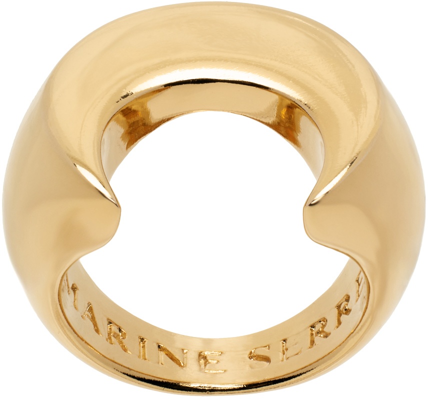 Marine Serre Gold Regenerated Brass Moon Ring Marine Serre