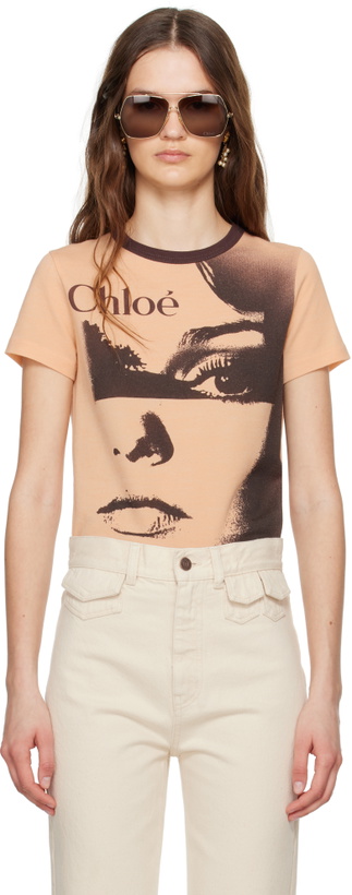 Photo: Chloé Orange & Brown Crewneck Logo T-shirt