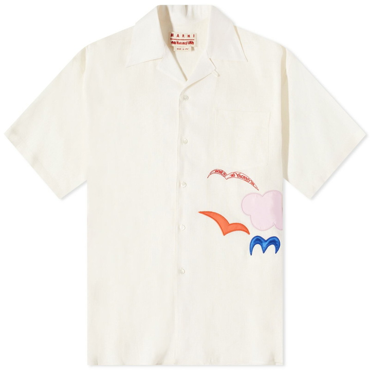 Photo: Marni X No Vacancy Inn Bird Vacastion Shirt in Limestone