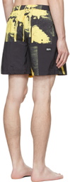 Double Rainbouu Black Graphic Swim Shorts