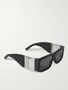 Givenchy - 4G Square-Frame Acetate, Silver-tone and Leather Sunglasses