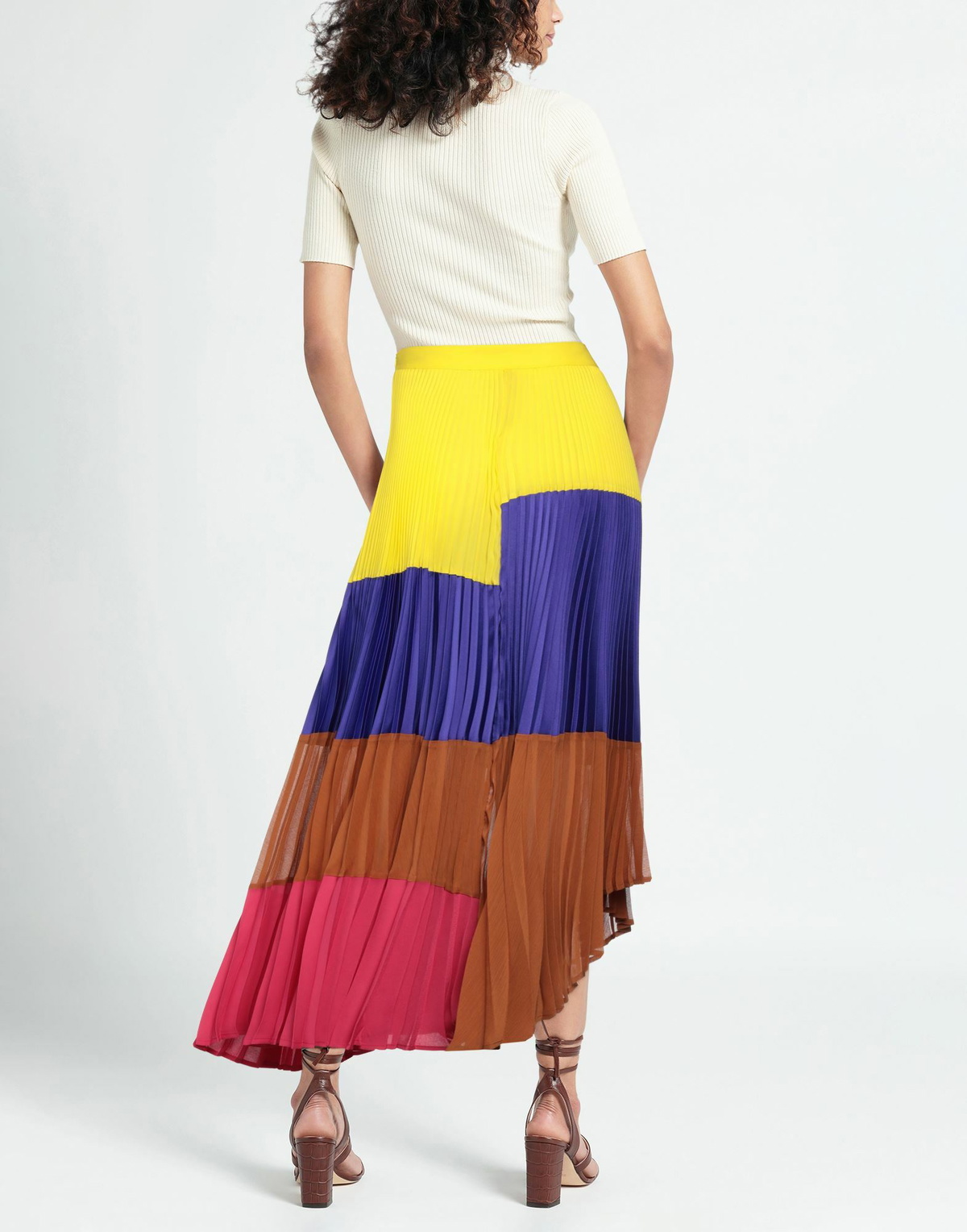 Manila Grace Womens Midi skirt in Yellow