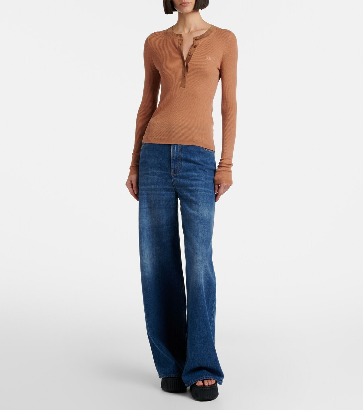 Chloé Nama leather platform thong sandals