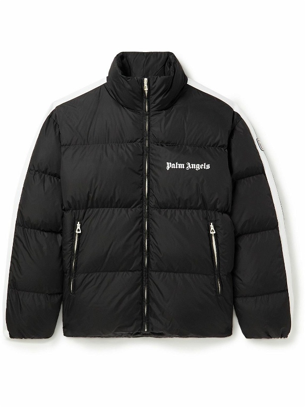 Photo: Palm Angels - Logo-Print Striped Quilted Shell Down Jacket - Black