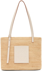 Loewe Beige & White Paula's Ibiza Small Square Basket Tote
