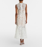 Self-Portrait Embellished lace-trimmed tulle midi dress