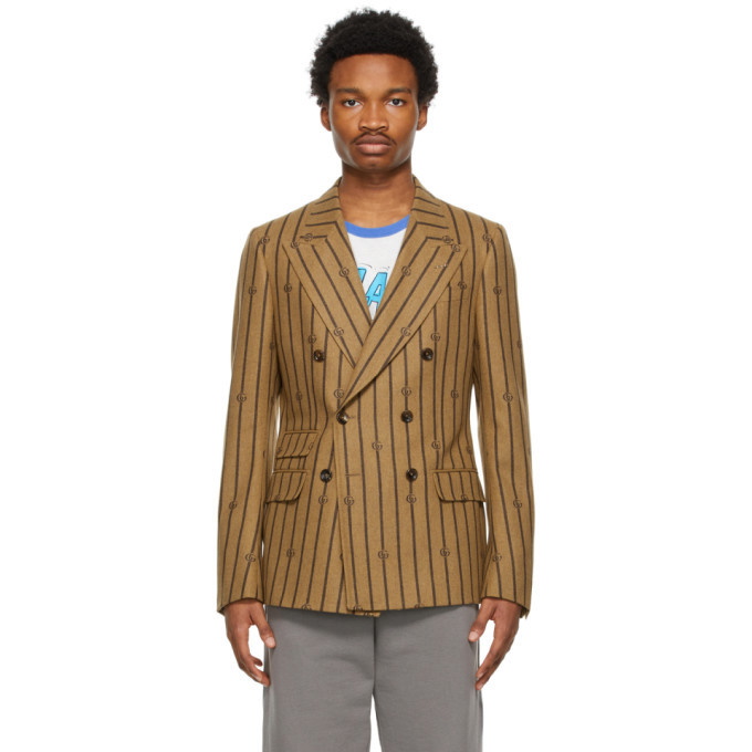 Photo: Gucci Brown Double G Stripe Blazer