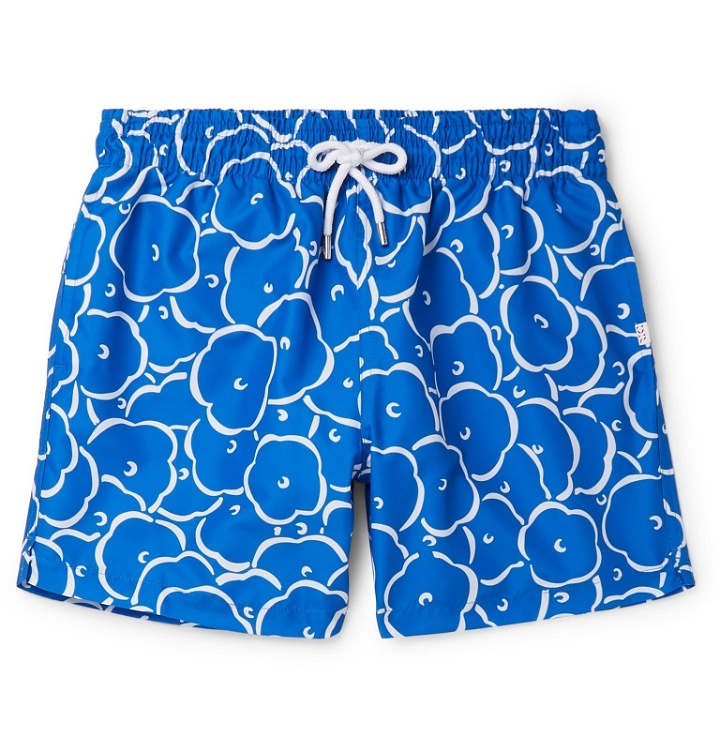 Photo: Derek Rose - Maui 25 Slim-Fit Mid-Length Printed Swim Shorts - Blue